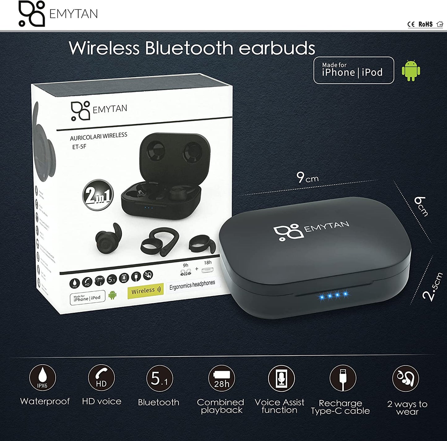EMYTAN® Bluetooth headphones